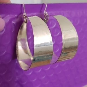 Sterling silver hammered hoop earrings